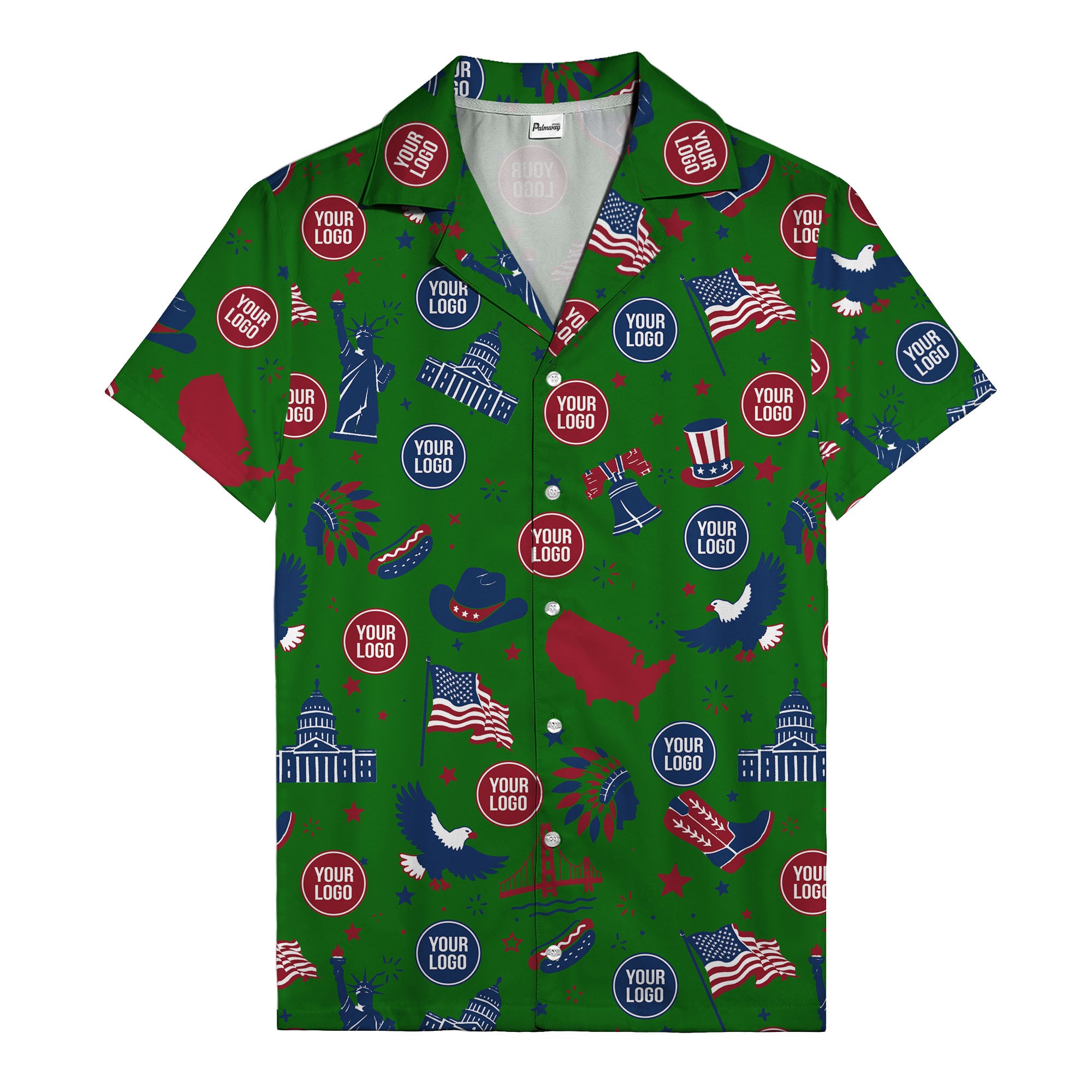 vintage cartoon statue of liberty & eagles patriotic hawaiian shirt