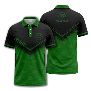 v-shape geometric halftone gradient golf polo shirt for men