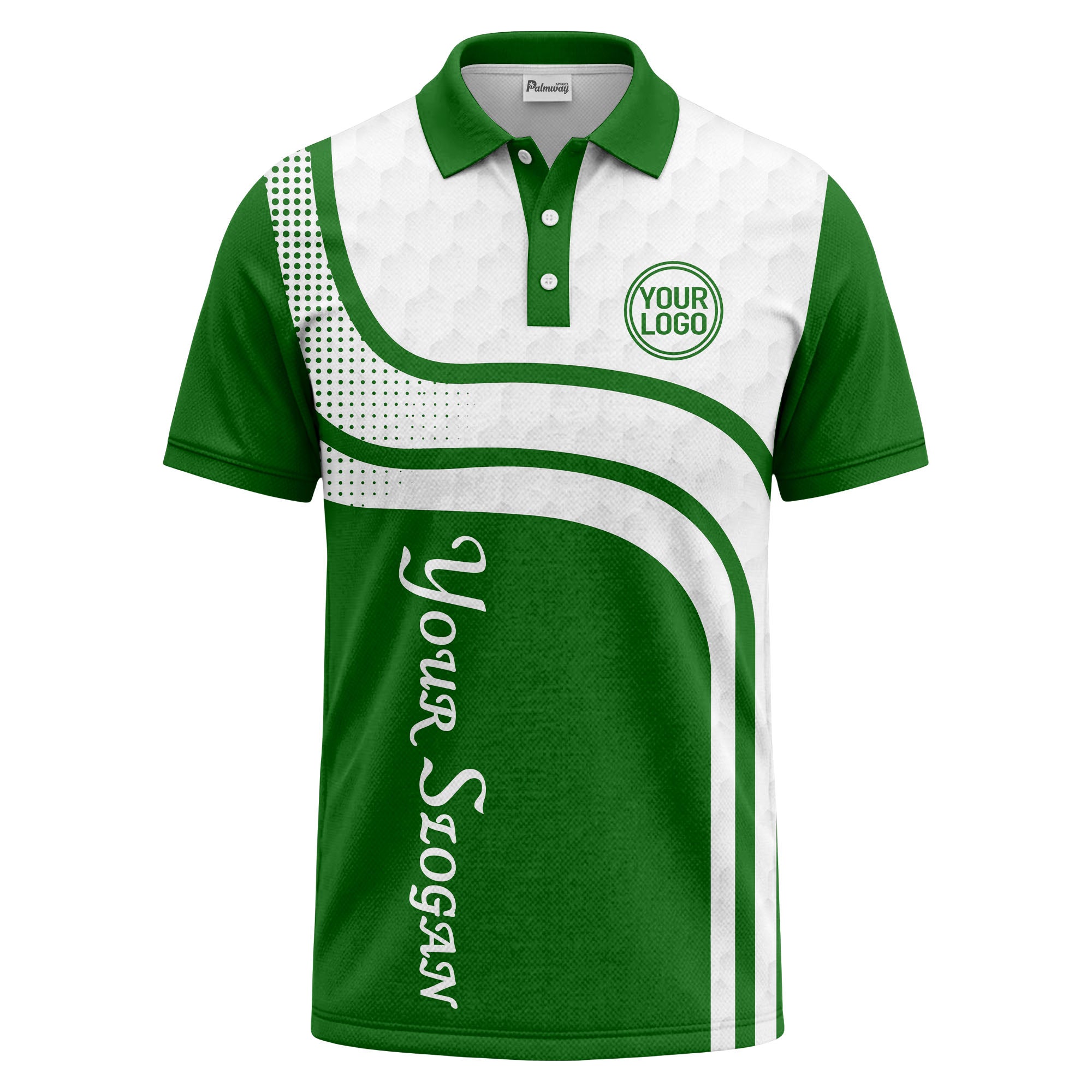 wave hexagon graphic golf polo shirt with custom logo