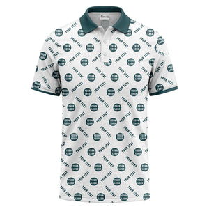 your name & logo repeat pattern all over print custom polo shirt