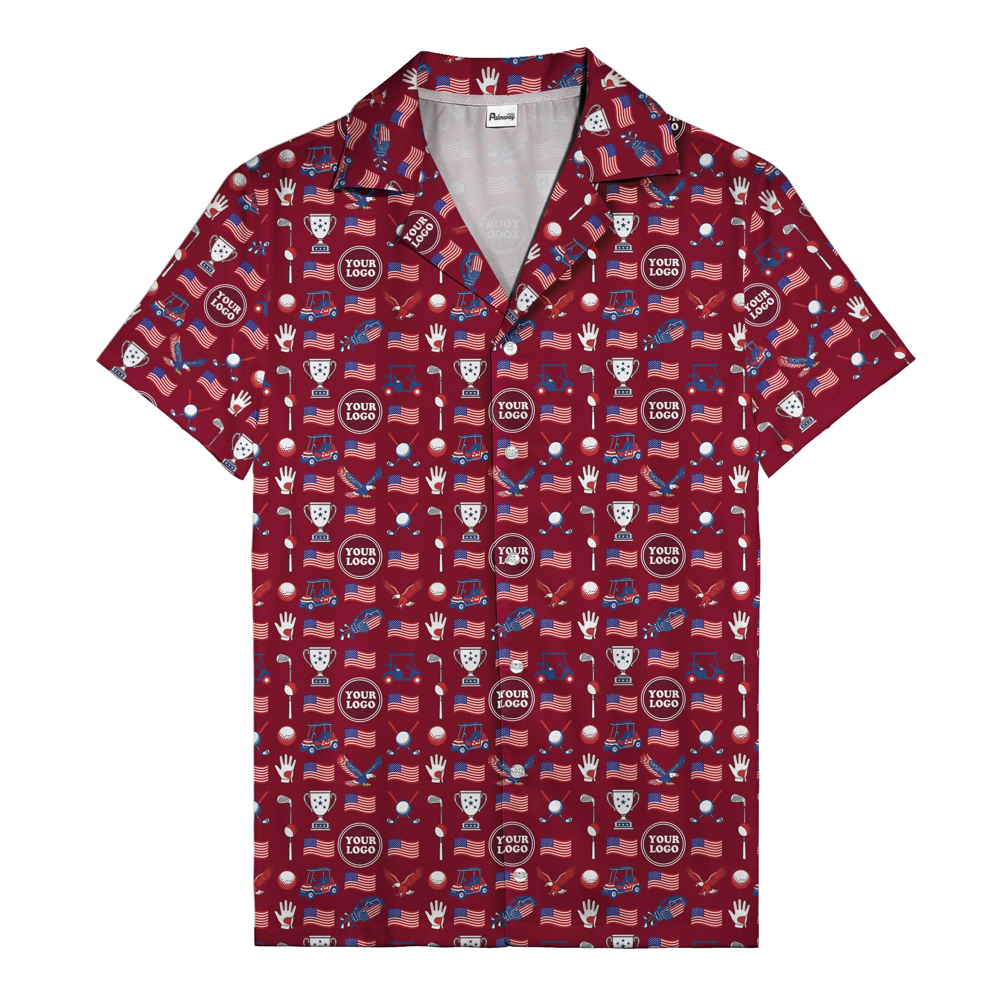 american flag eagle golf cart trophy hawaiian shirt for men