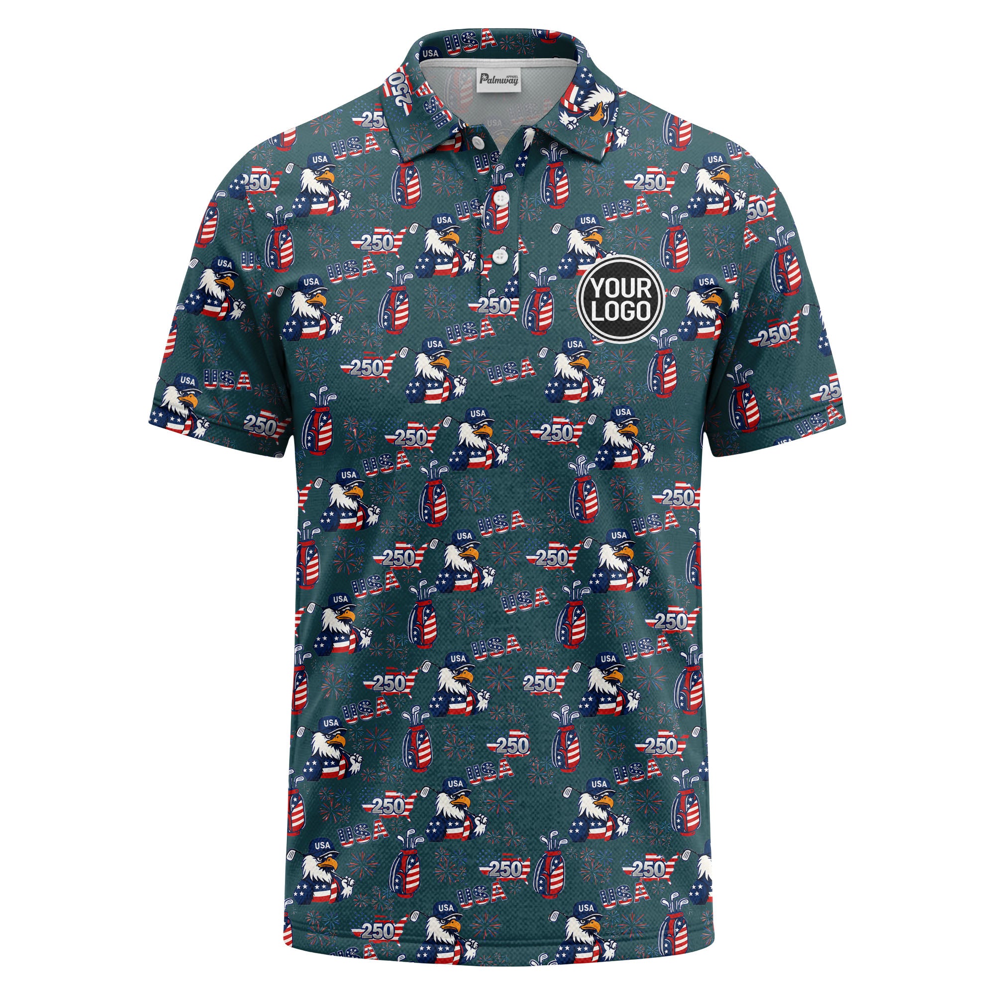 bald eagles golf bags fireworks patriotic polo shirt for men