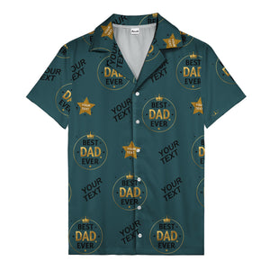 best dad ever gold crown circle repeat pattern hawaiian shirt for men
