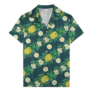 black pineapple & plumeria photographic all over hawaiian shirt