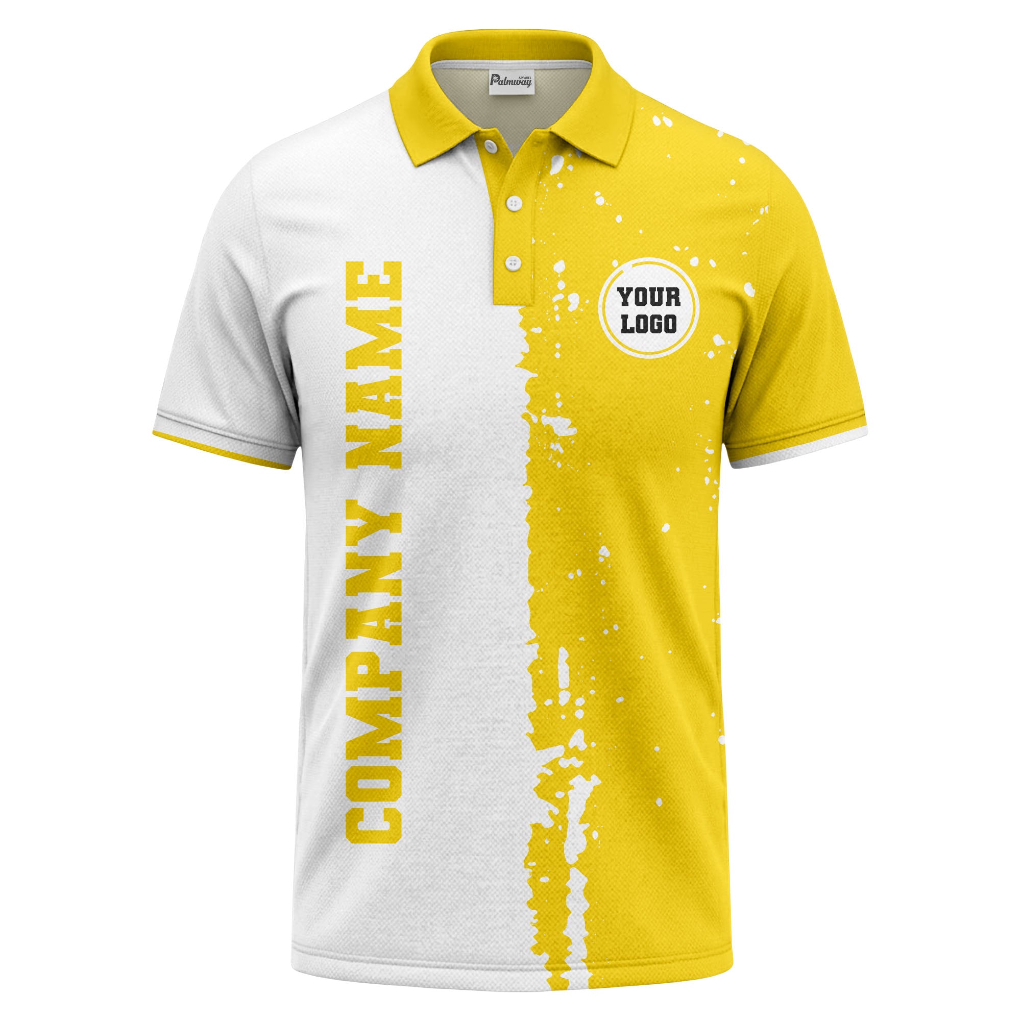 black white paint splatter custom logo corporate polo shirt
