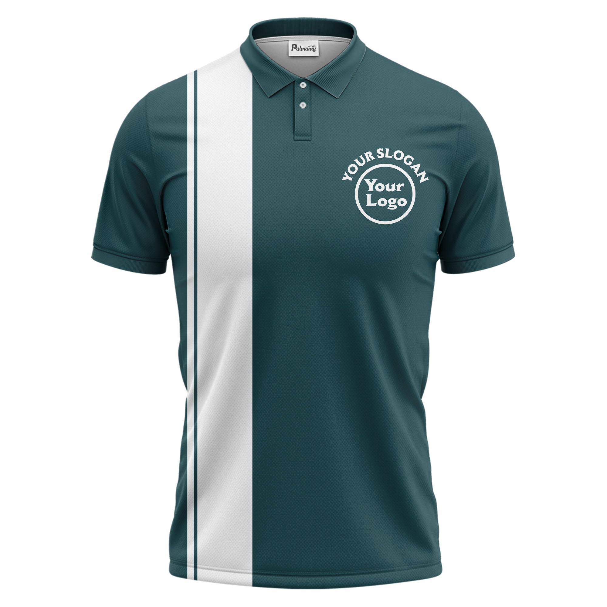 bold black white vertical stripe custom logo golf country club polo shirt