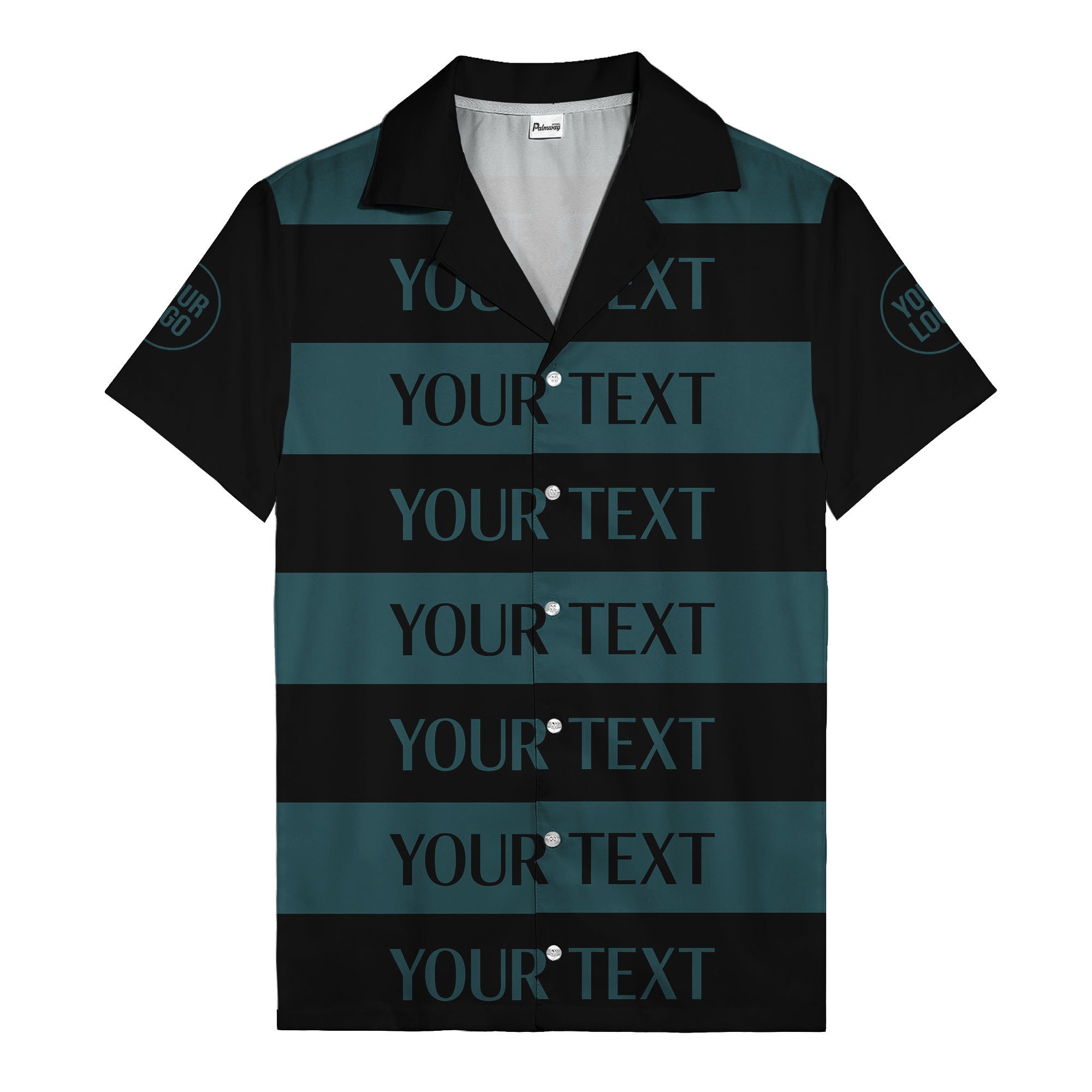 bold horizontal stripes customizable text hawaiian shirt for men