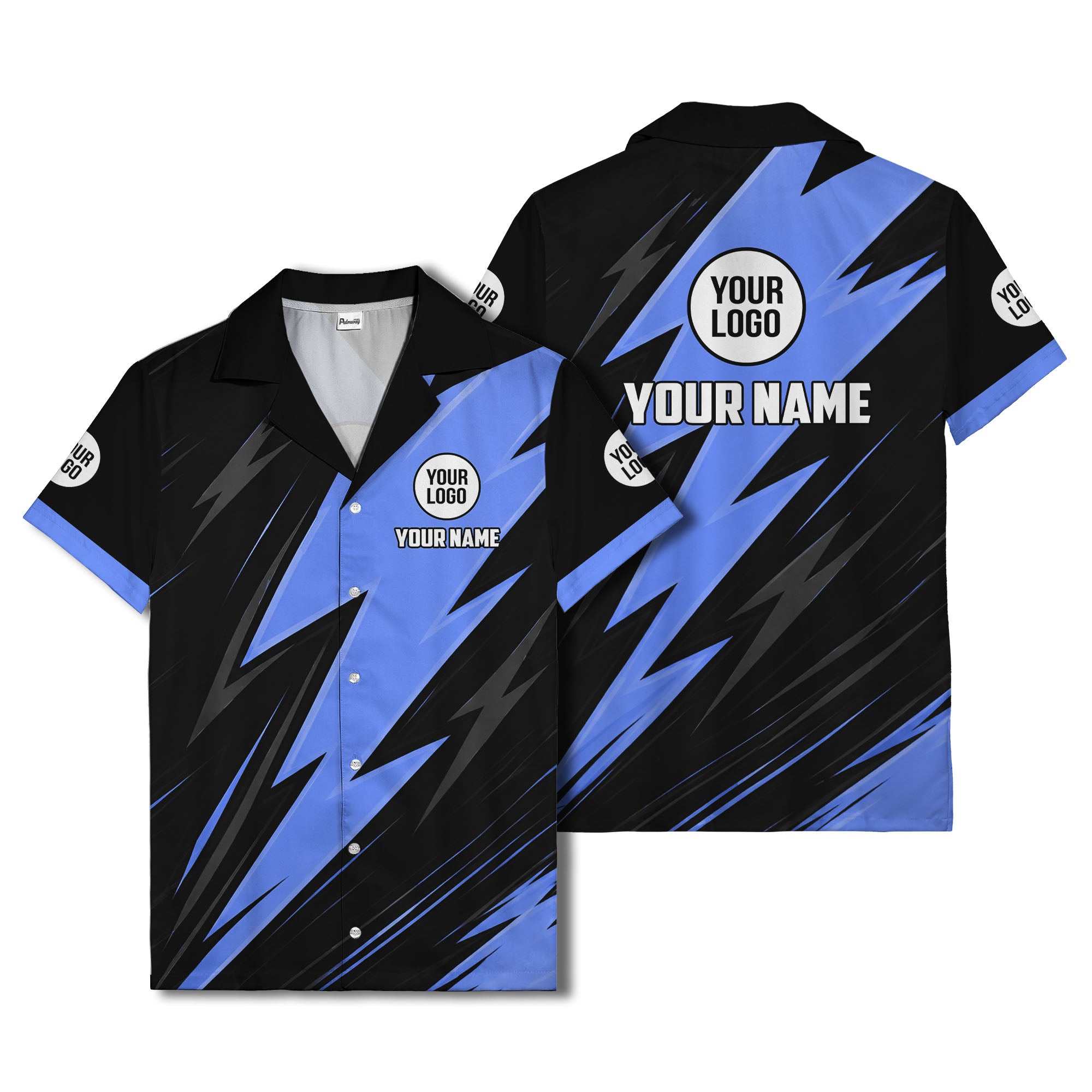 bold lightning bolt repeat pattern personalized hawaiian shirt for men