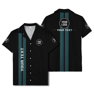 bold vertical stripe custom logo hawaiian shirt for men