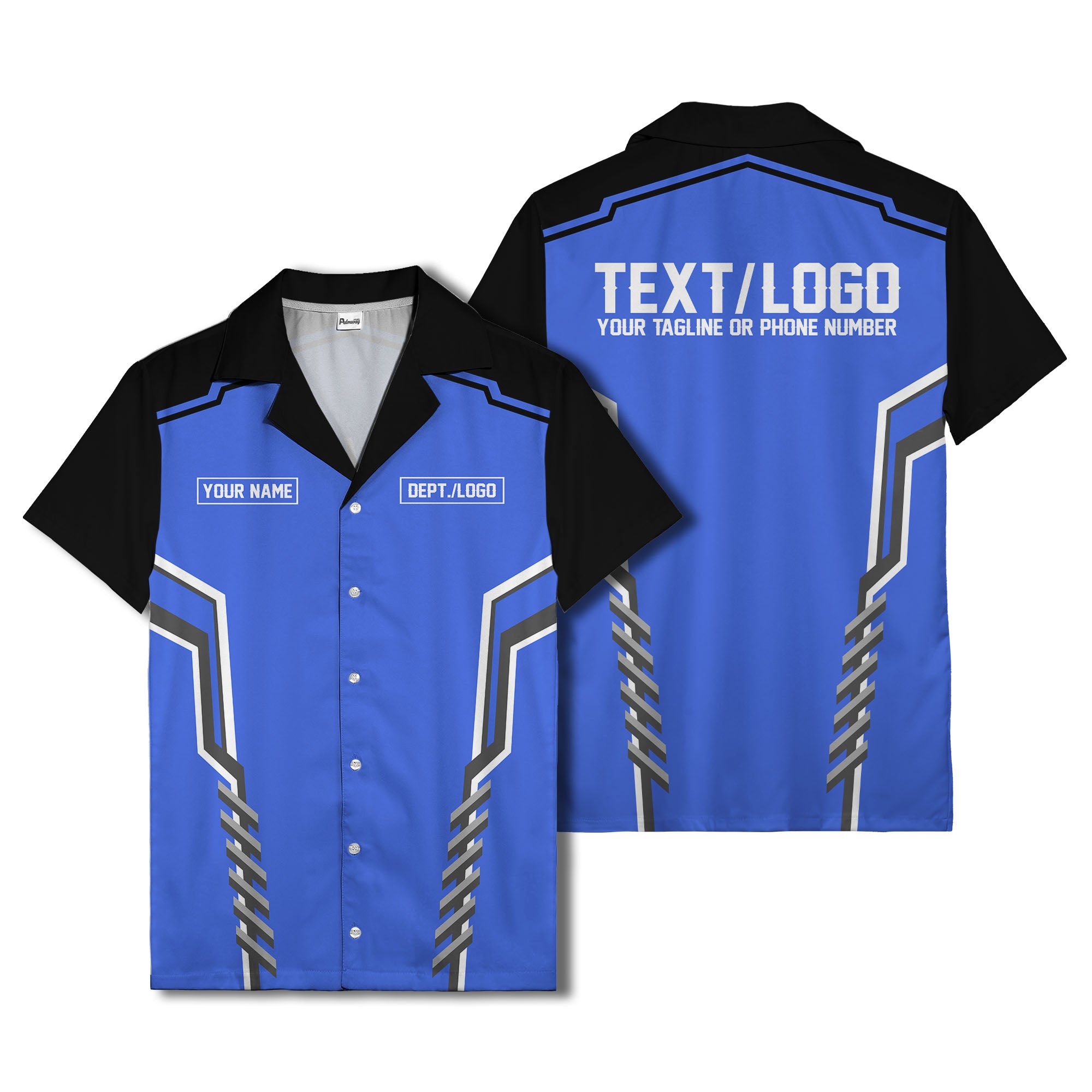 bowling team stripe name box hawaiian shirt for men