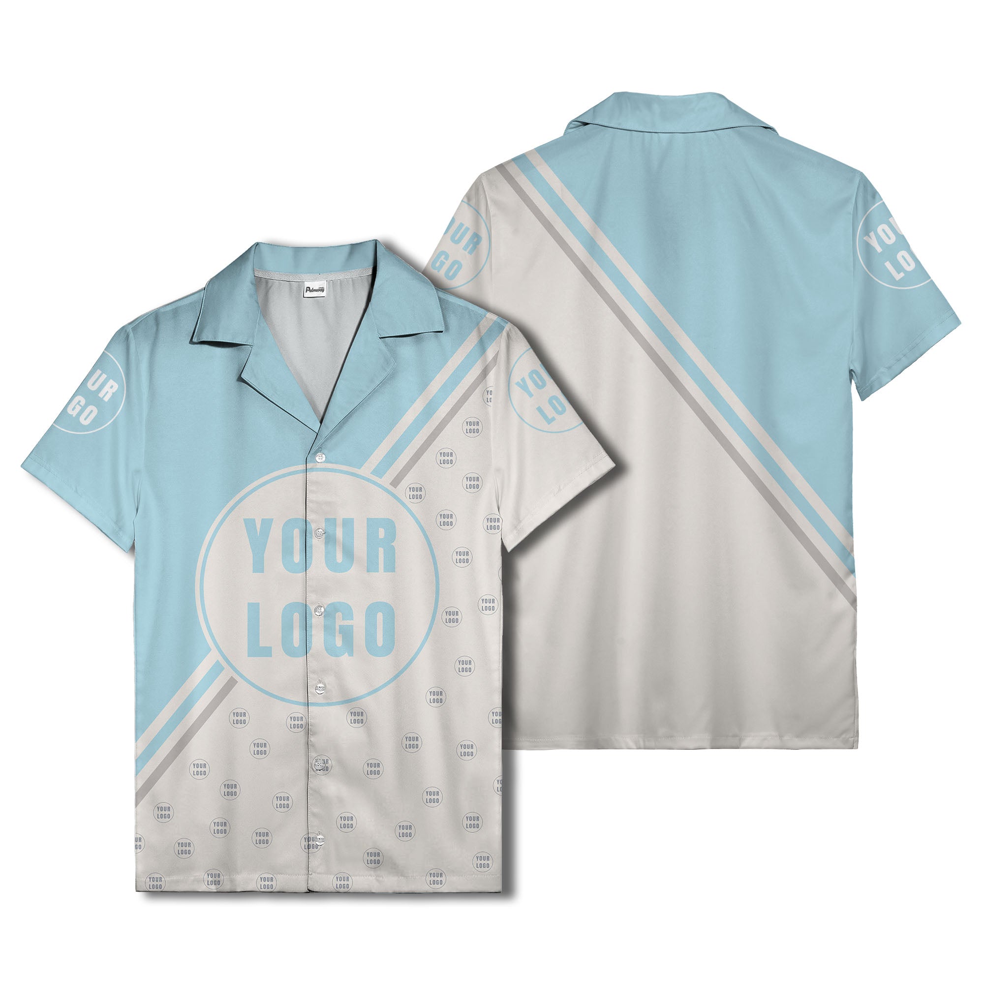 custom logo circles & diagonal stripes minimalist hawaiian shirt for men