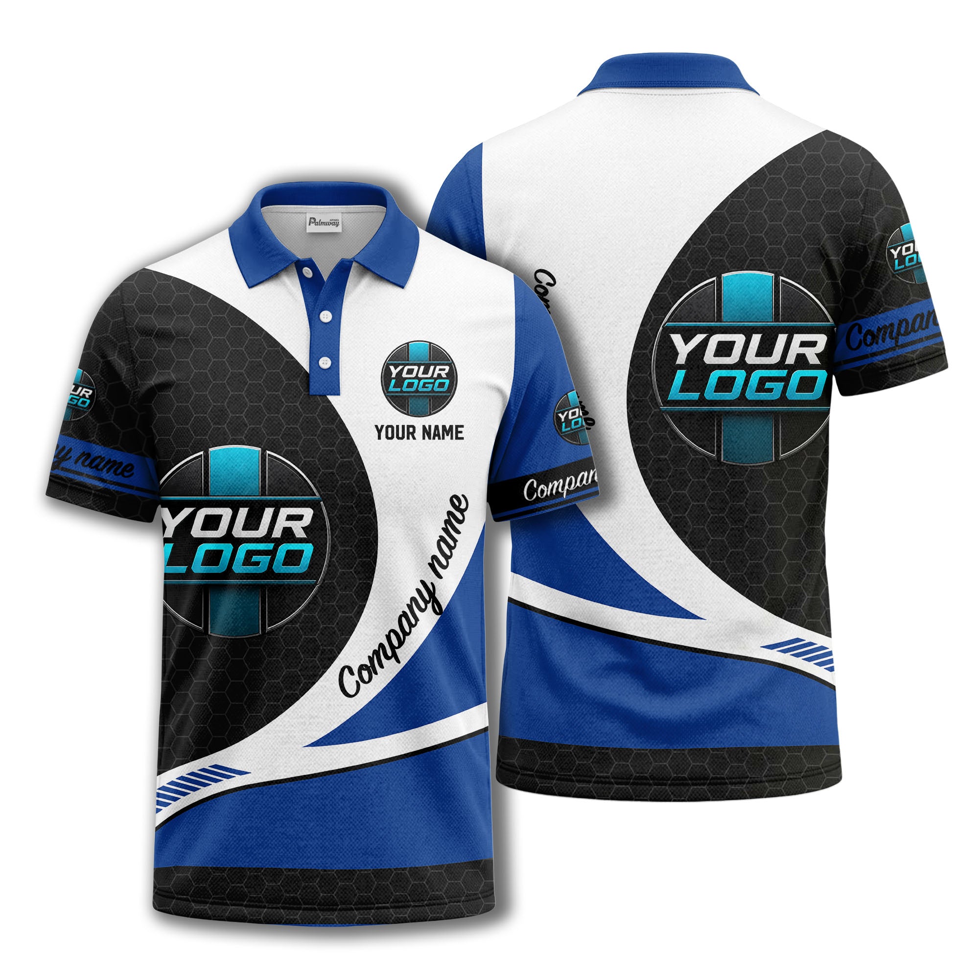 custom logo hexagon diagonal stripes polo shirt for men