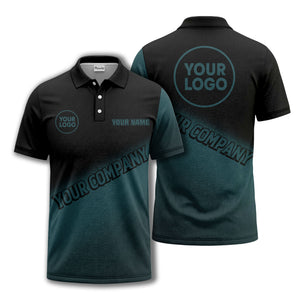custom logo & name black white gradient corporate polo shirt
