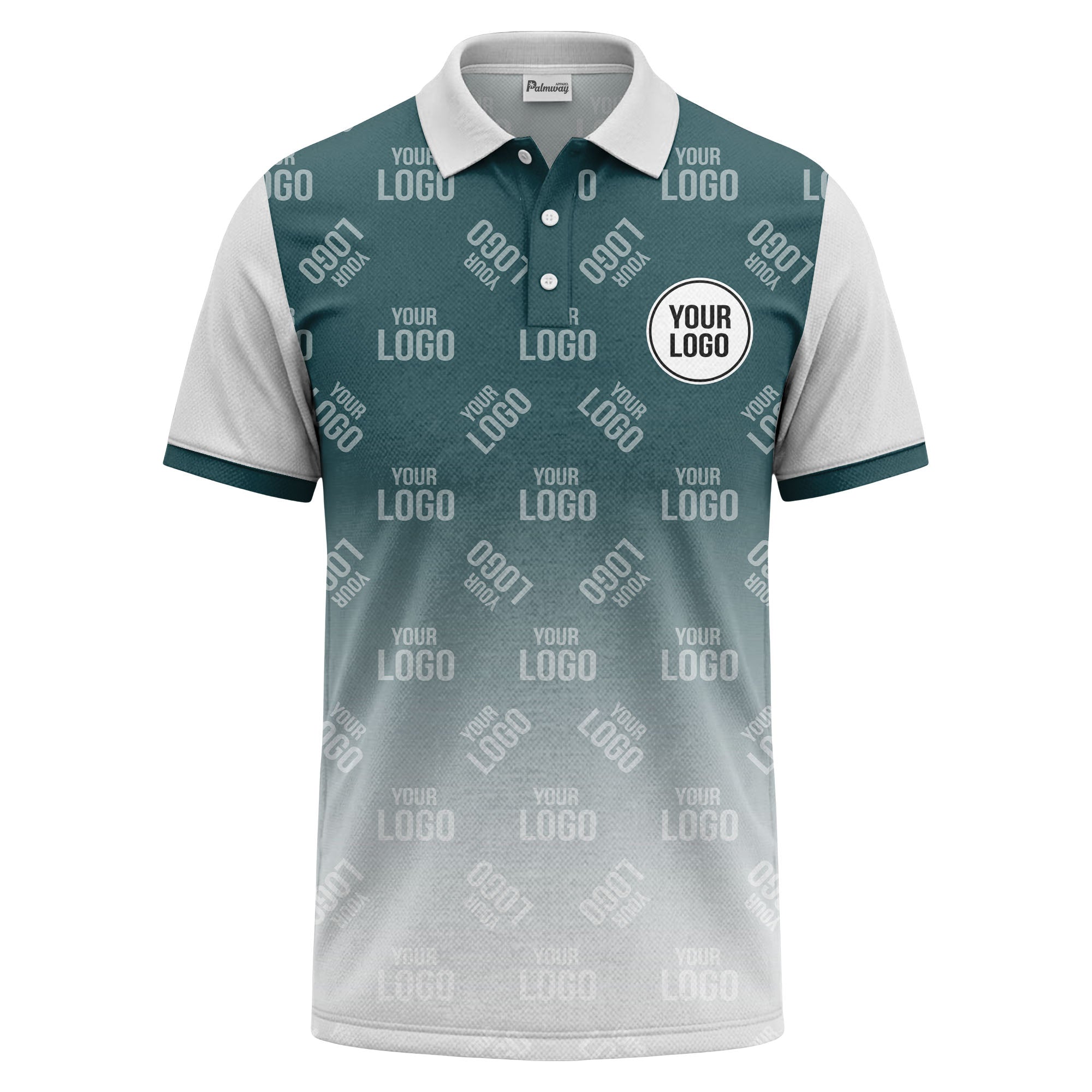 custom logo repeat gradient polo shirt for men in black & white