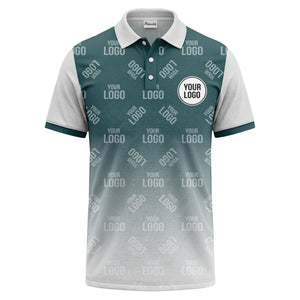 custom logo repeat gradient polo shirt for men in black & white