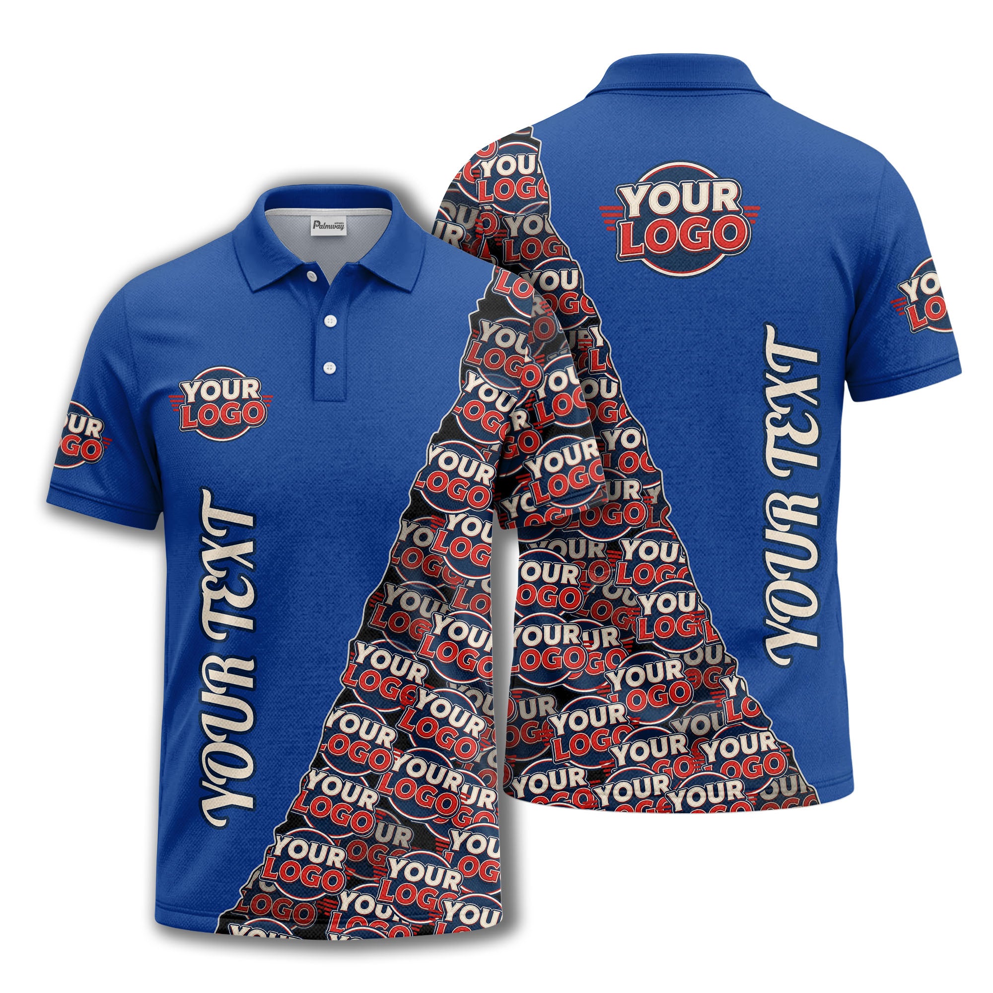 custom logo repeat vertical text pattern personalized polo shirt
