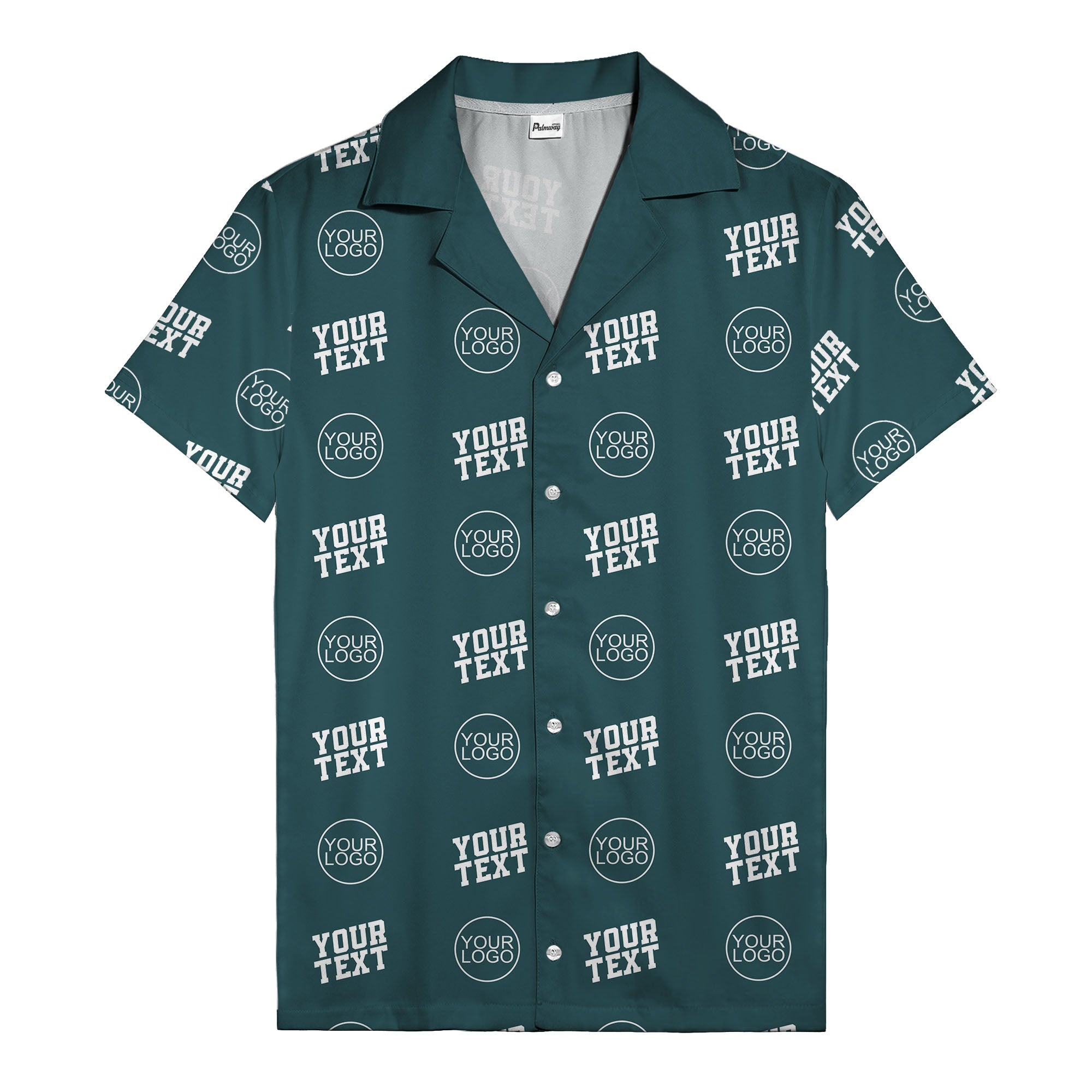custom logo & text repeat pattern personalized hawaiian shirt