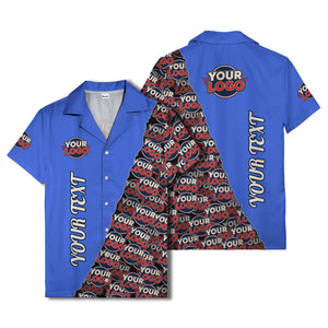 custom logo & vertical text repeat pattern hawaiian shirt