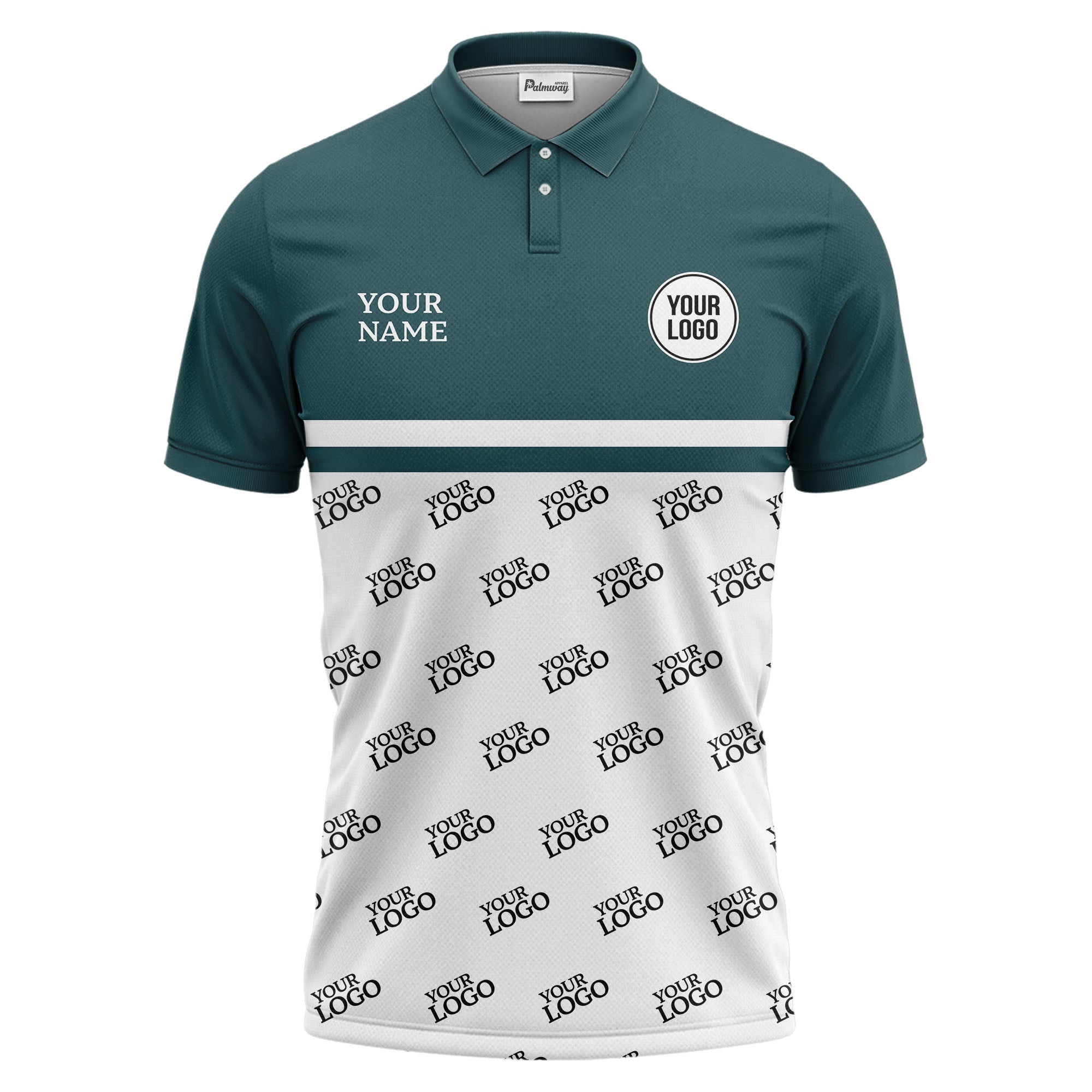 custom logos repeat monochrome black white corporate polo shirt