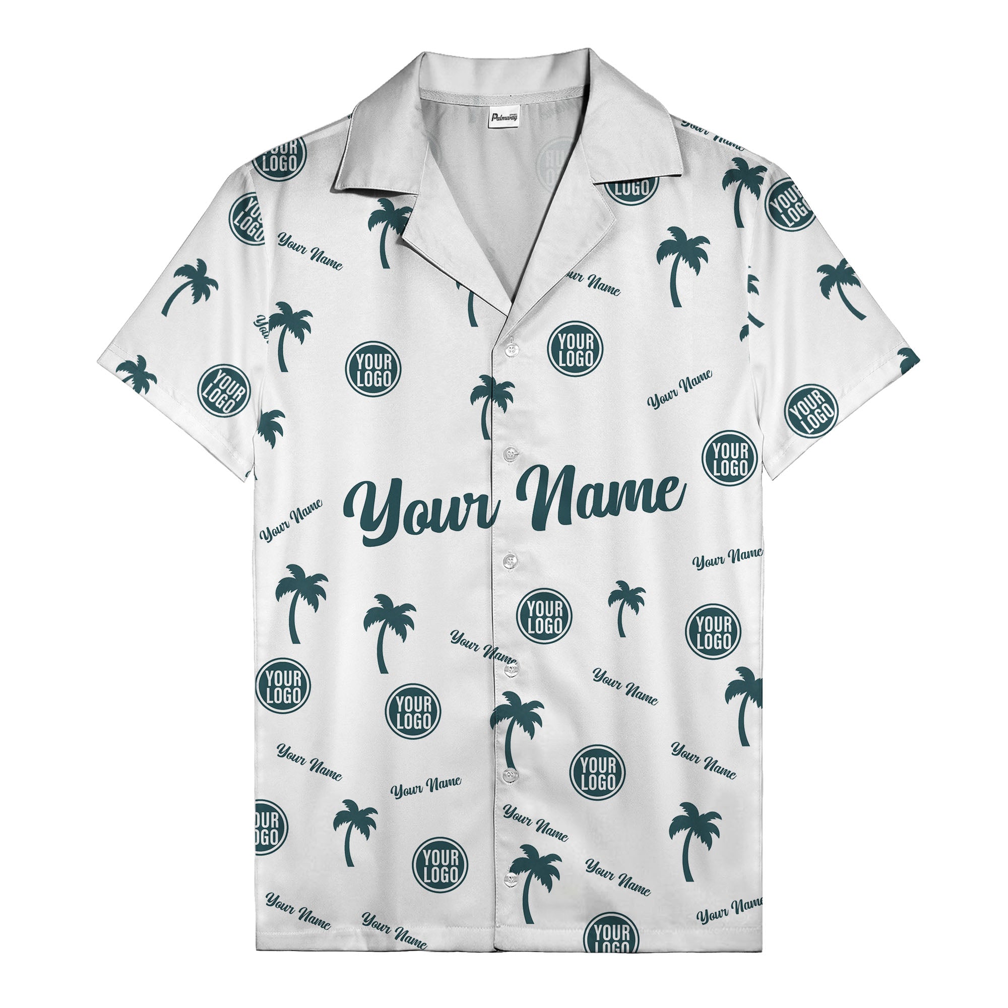 custom palm tree silhouette & name logo black white hawaiian shirt