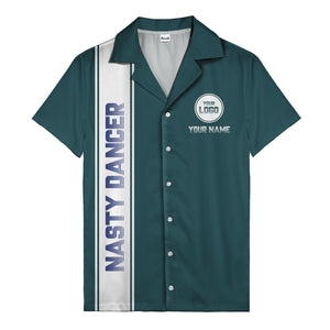 custom team logo striped black hawaiian shirt for spirit days