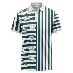 customizable black & white stripes with logo circles polo shirt