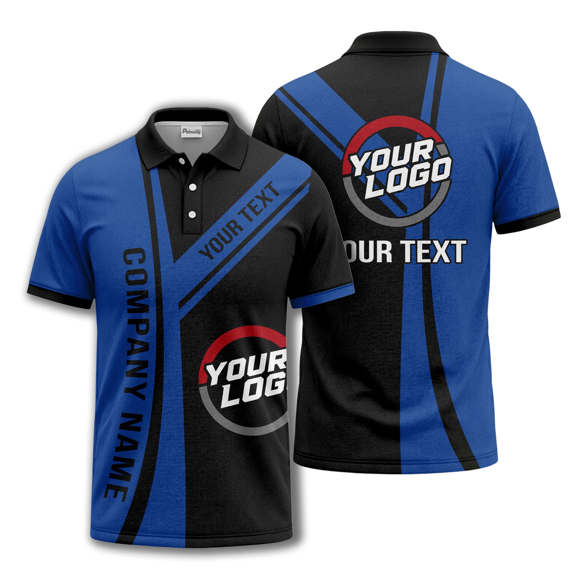 customizable company logo diagonal stripe polo shirt for corporate teams