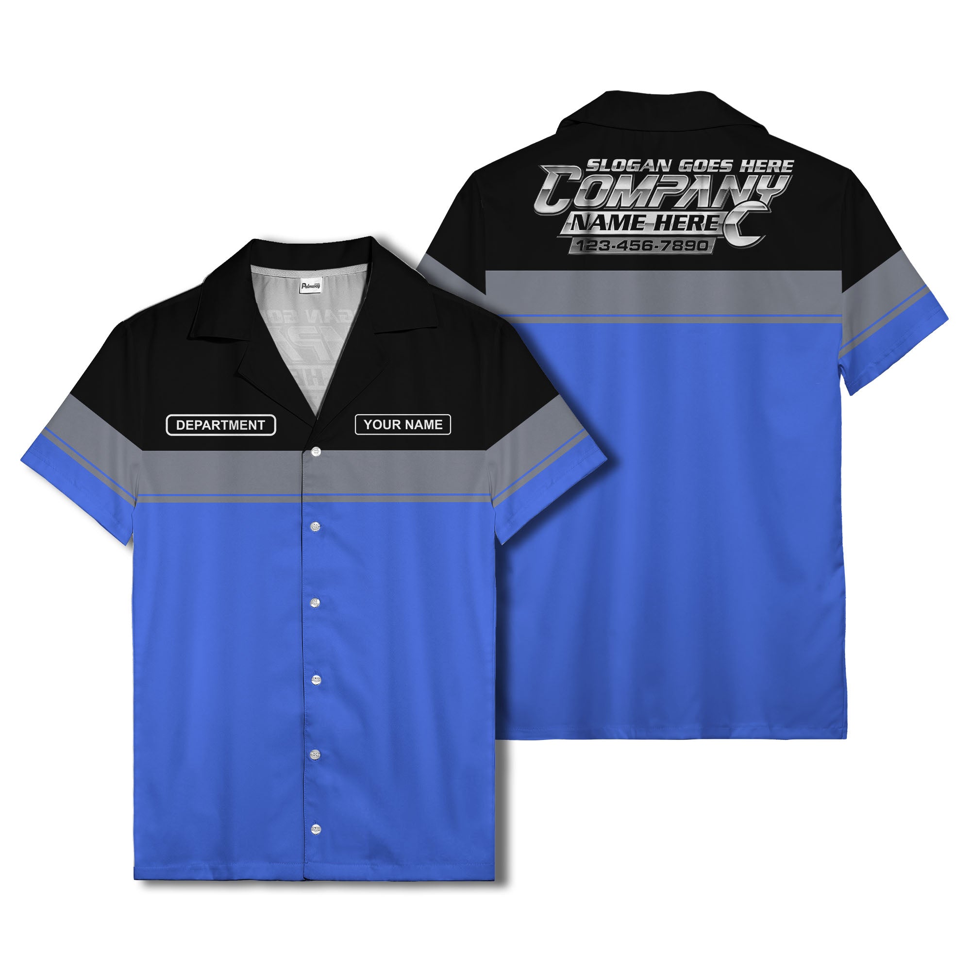 customizable department name gray stripe minimalist hawaiian shirt