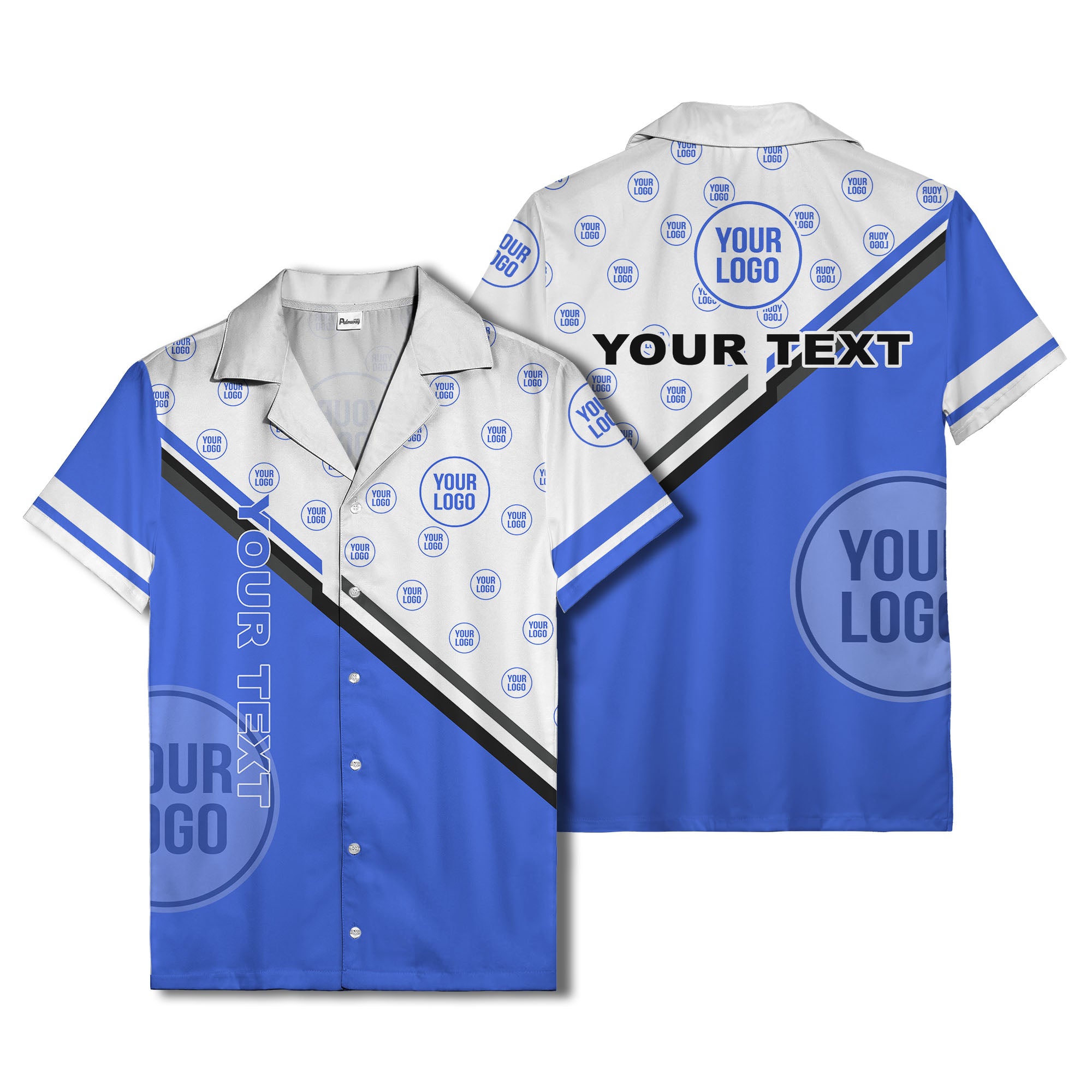 customizable diagonal stripe & logo repeating hawaiian shirt