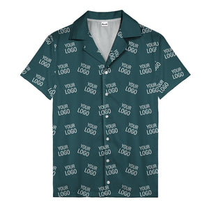 customizable repeat logo monochrome black hawaiian shirt for men