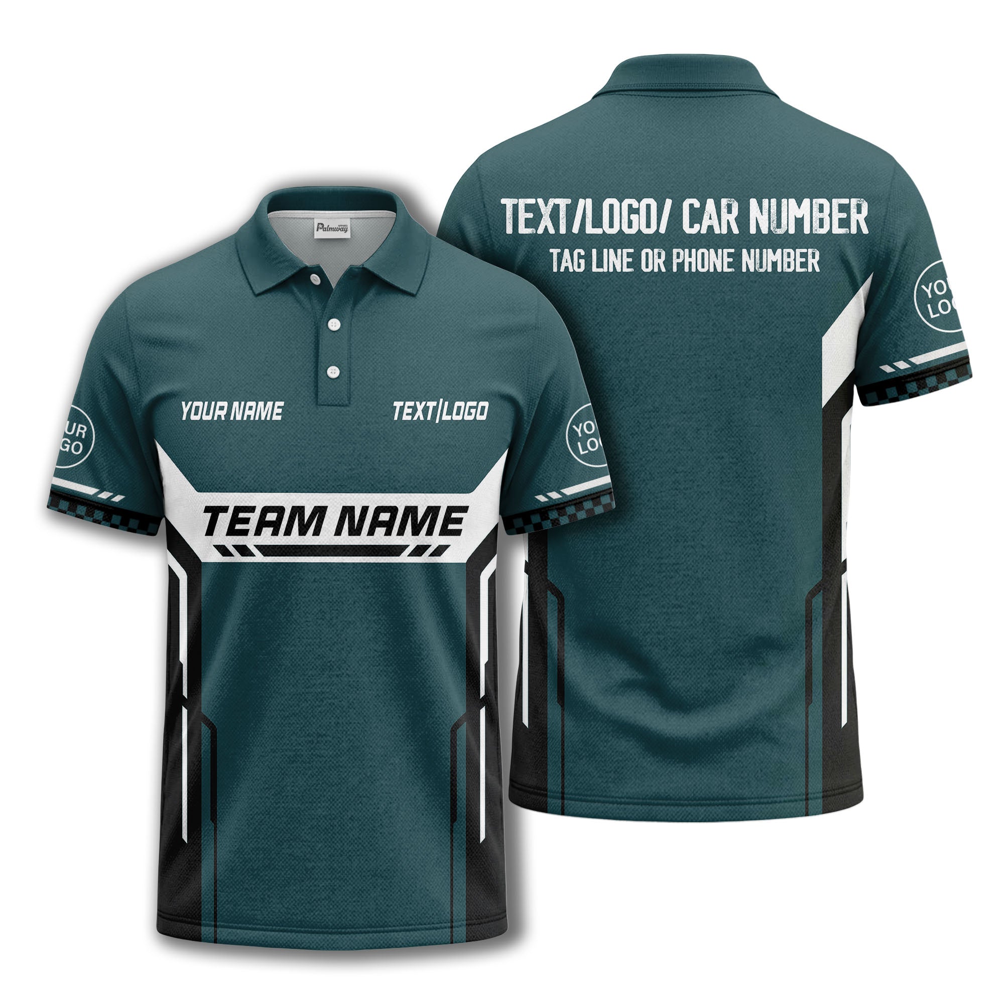 customizable team name geometric stripes polo shirt for men