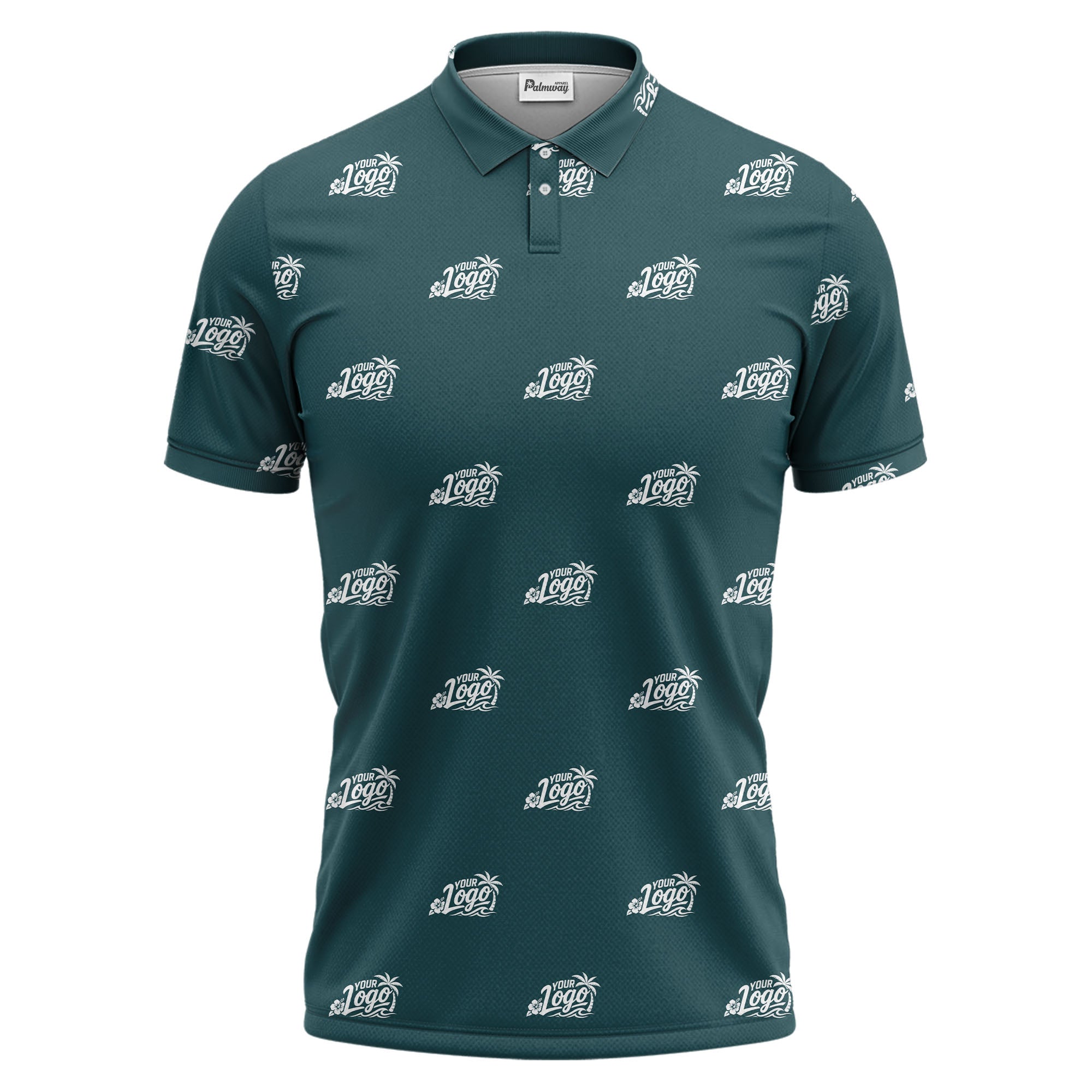 your logo repeat pattern black customizable professional polo shirt