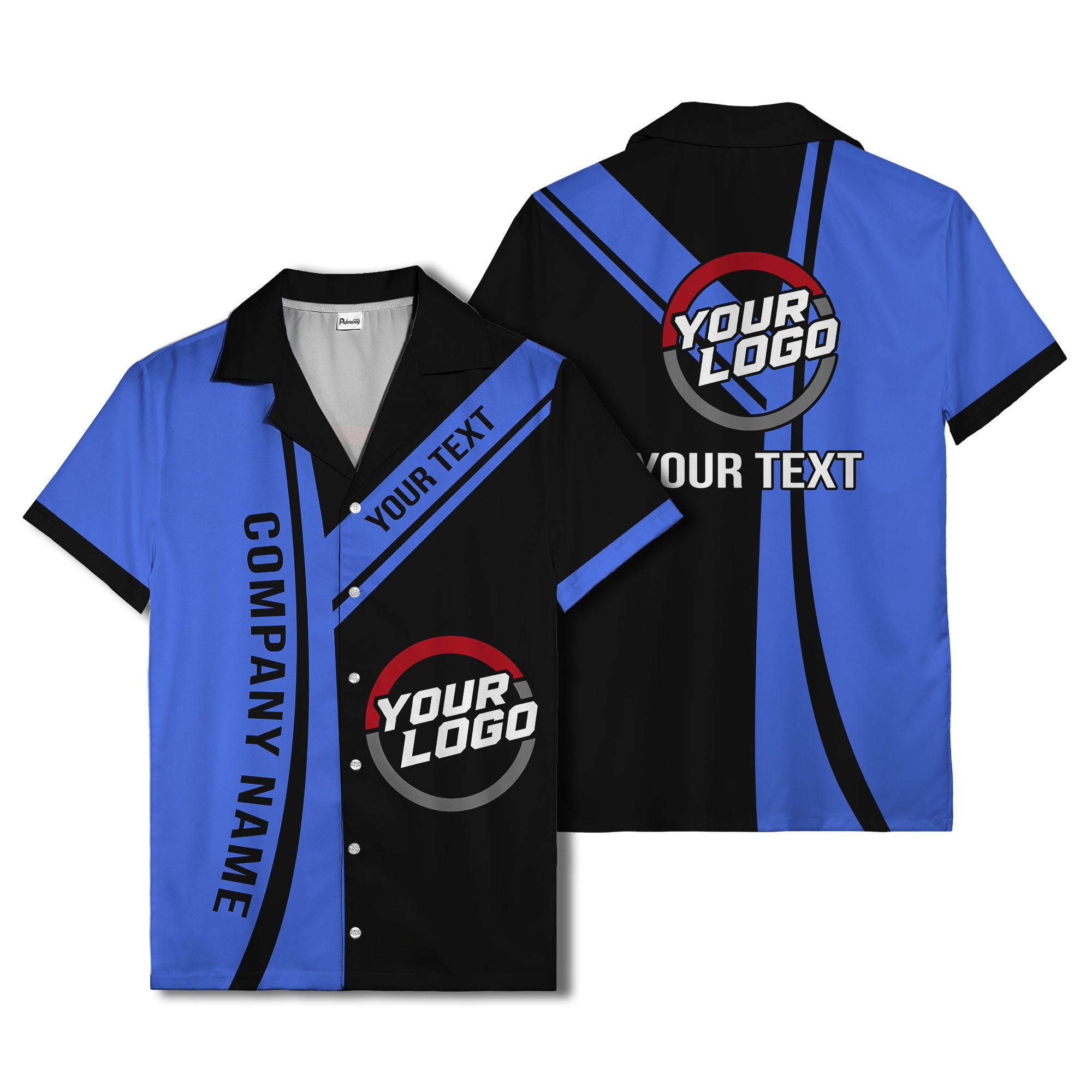 diagonal stripe custom logo company name hawaiian shirt for teams