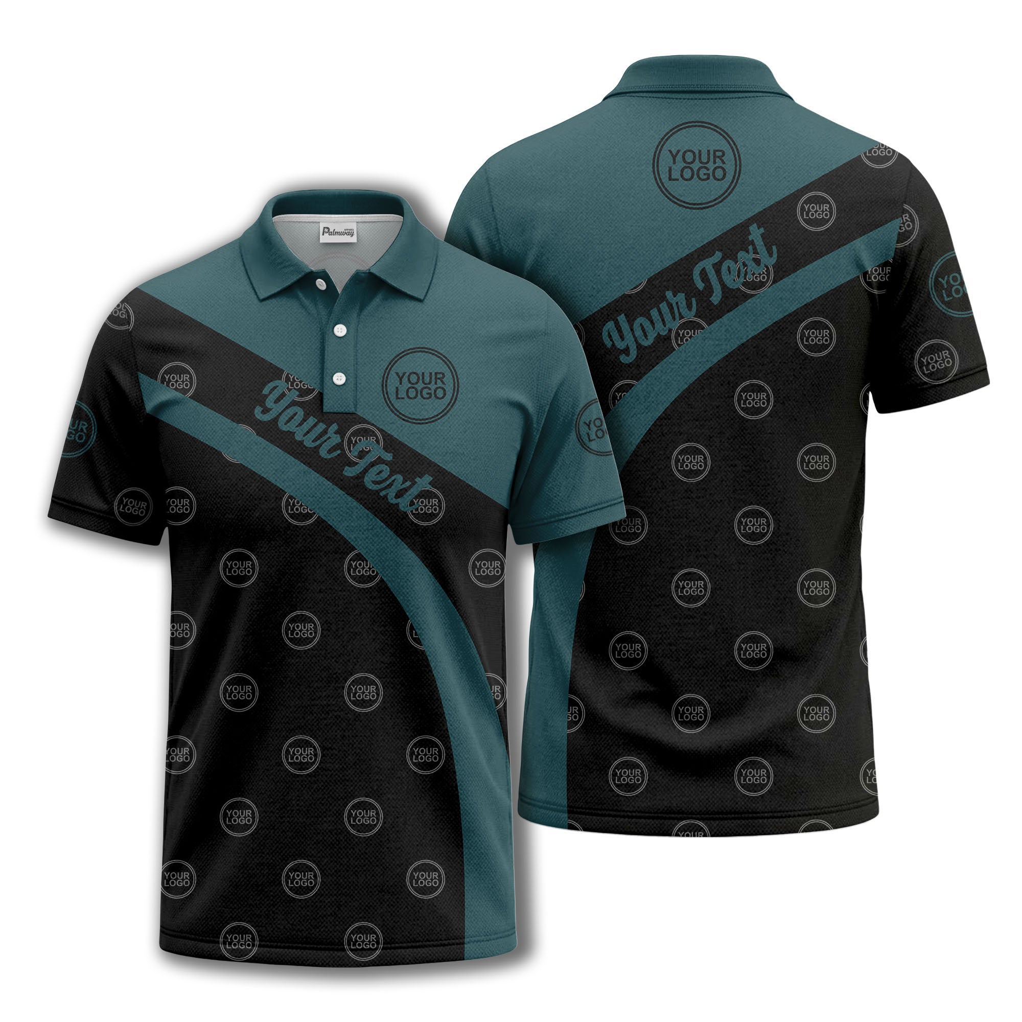 diagonal stripe custom logo golf polo shirt