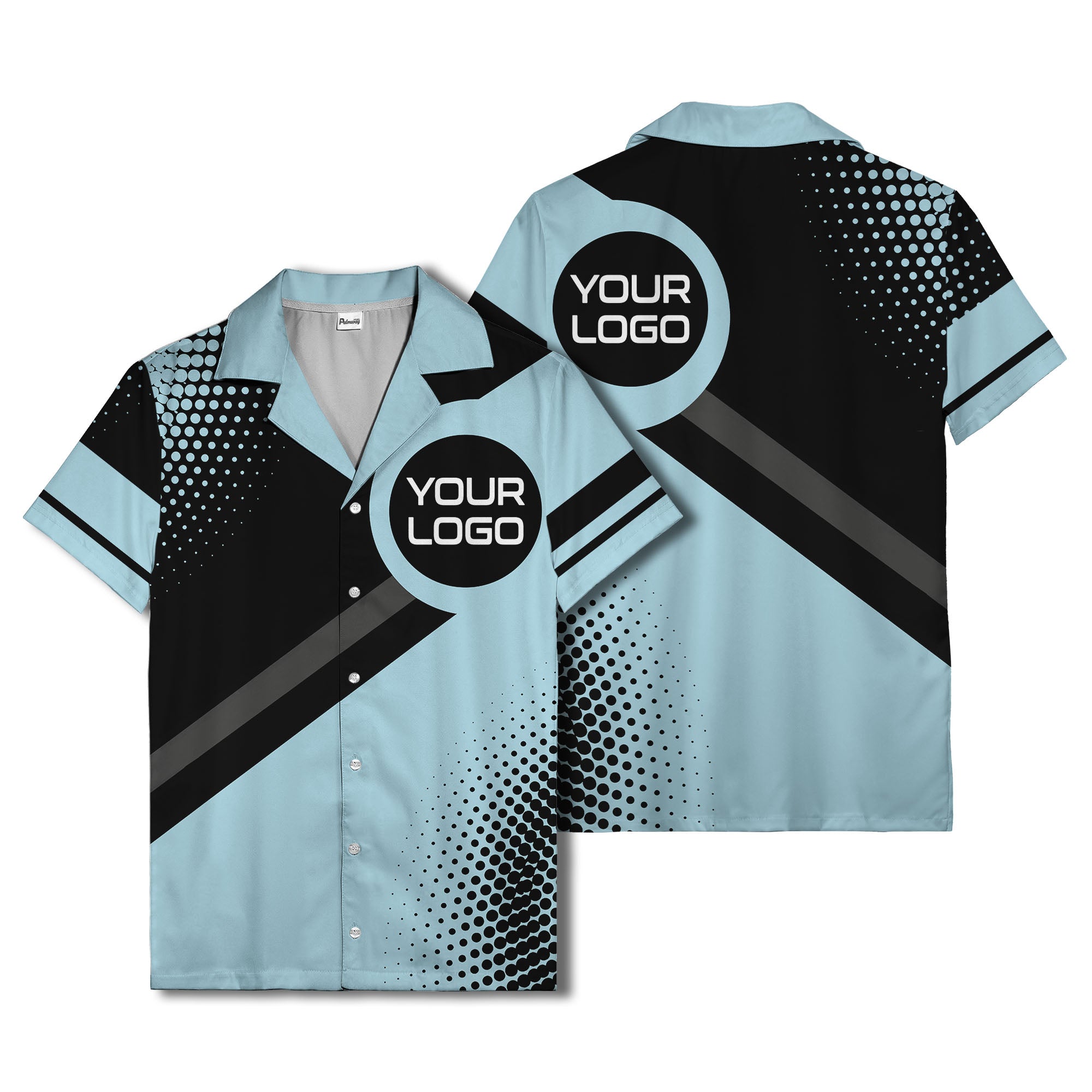diagonal stripe logo modern hawaiian shirt
