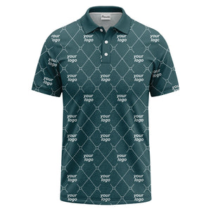 diamond grid logo repeat minimalist black polo shirt