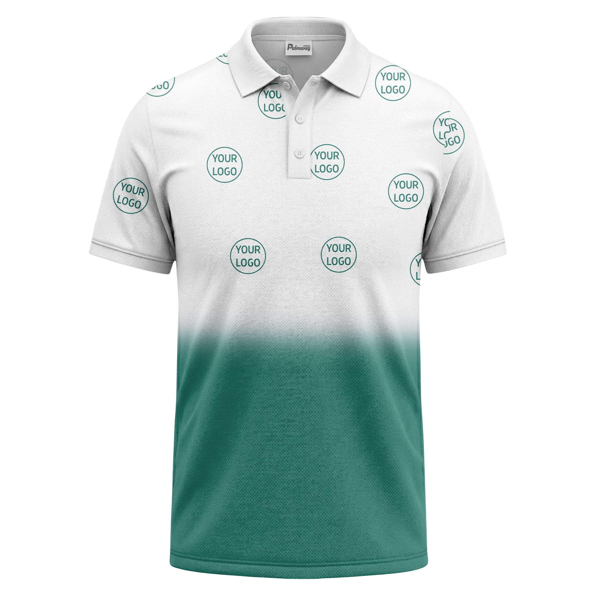 gradient black white custom logo repeat polo shirt