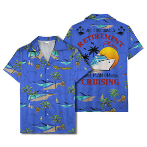 island paradise palm trees & sailboats sunset hawaiian shirt