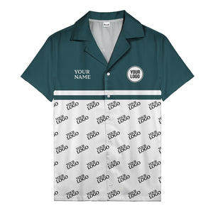 monochrome custom logo repeat hawaiian shirt for men