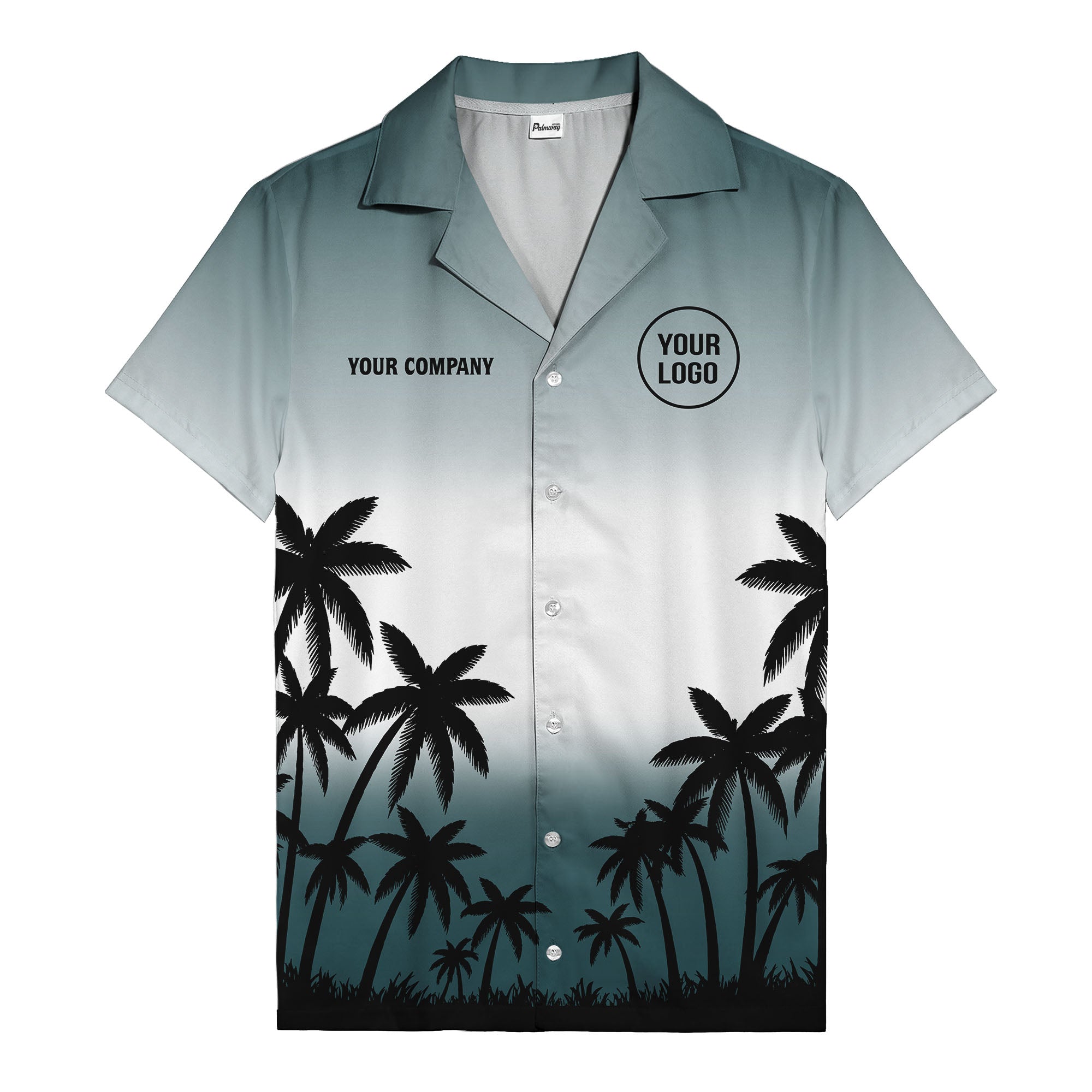 monochrome palm tree gradient silhouette hawaiian shirt for men