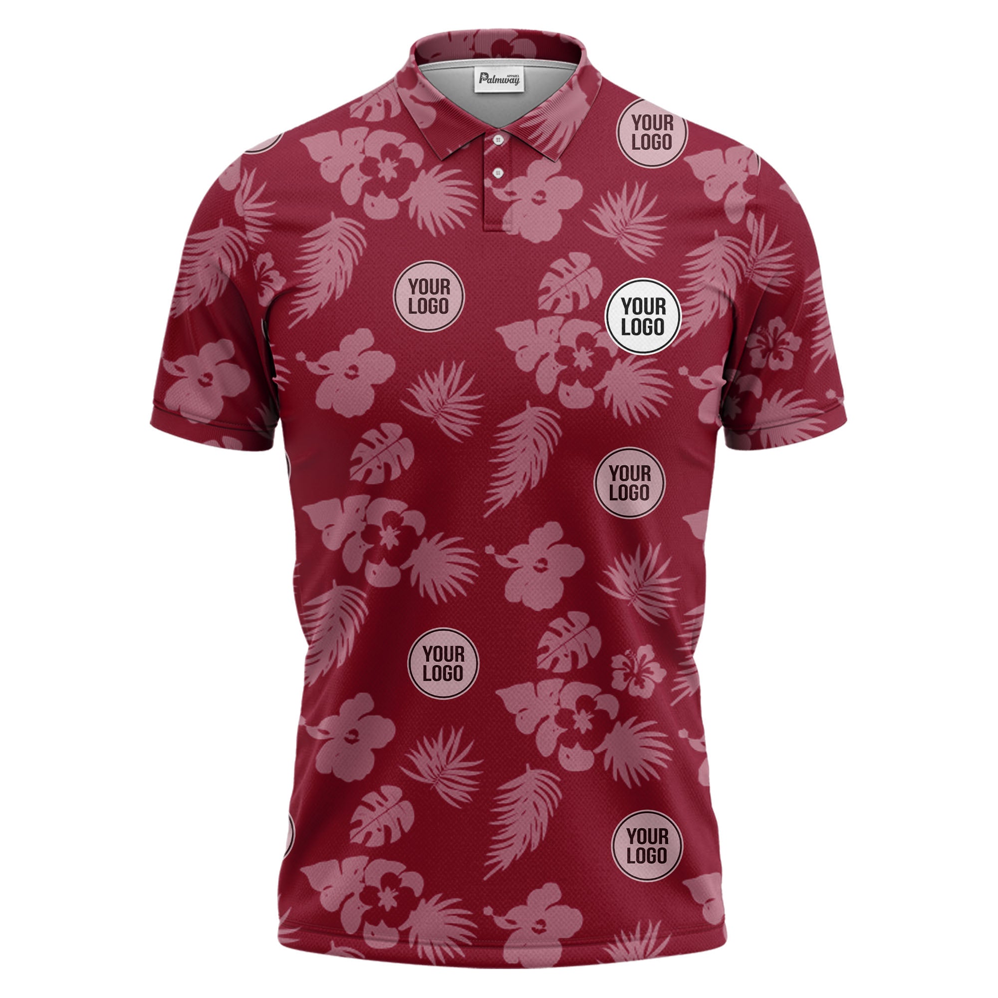 illustrated monochrome tropical flowers and leaves polo shirt for men