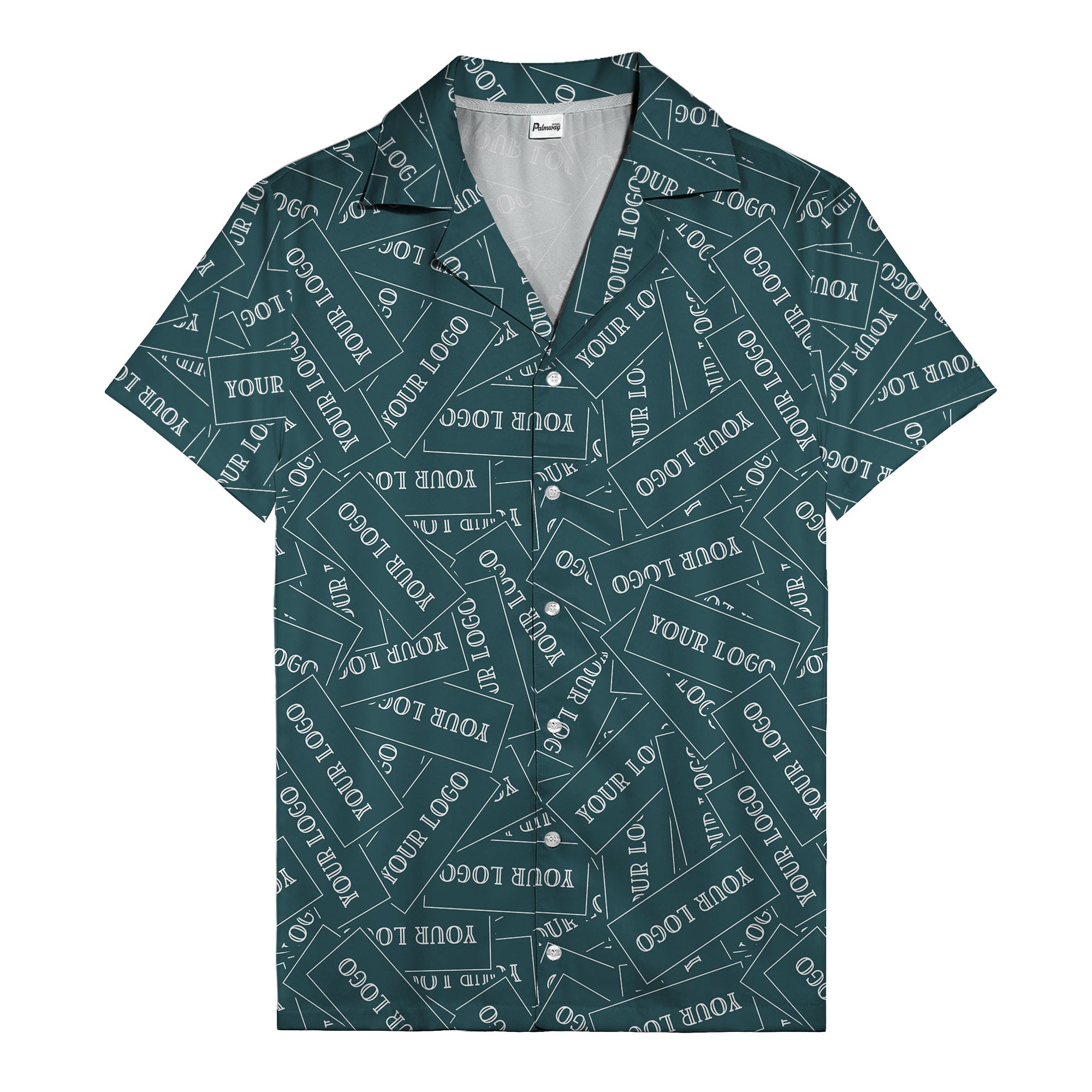 monochrome your logo repeat text graphic hawaiian shirt for men