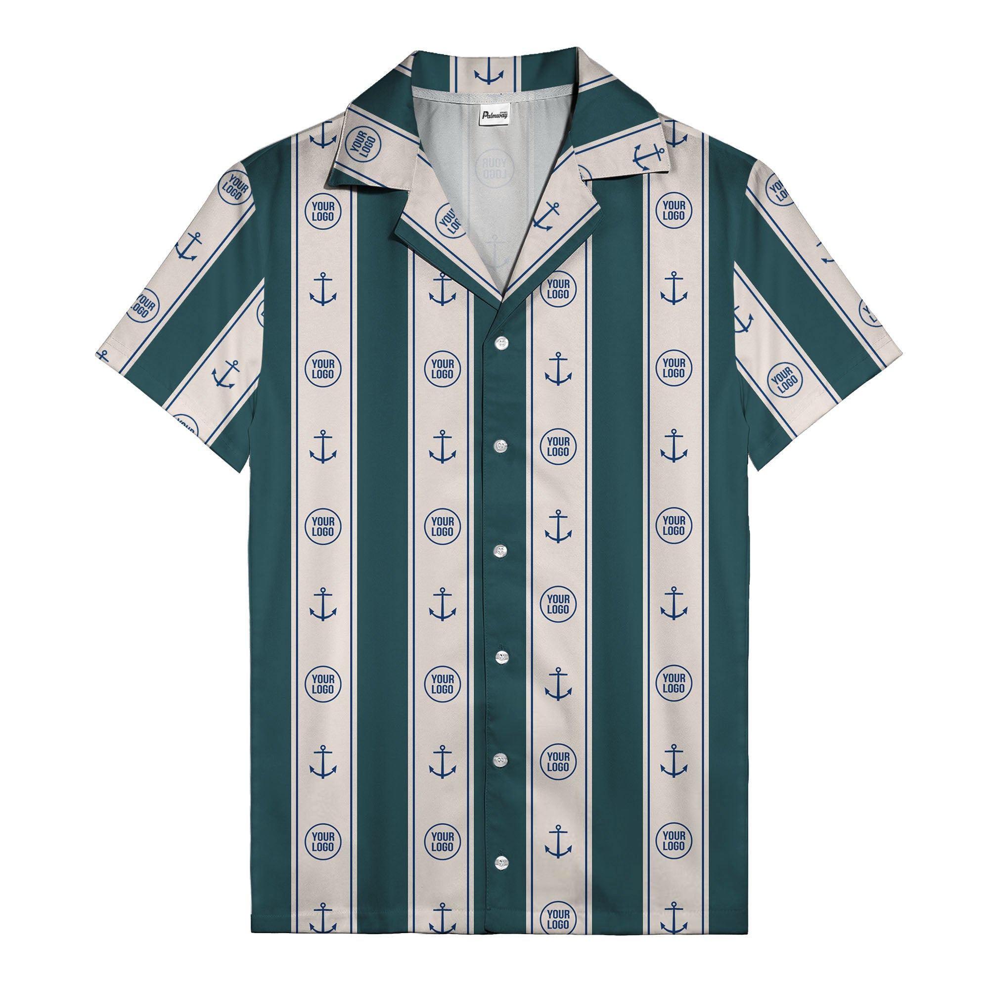 nautical anchors & custom logo repeat hawaiian shirt for men