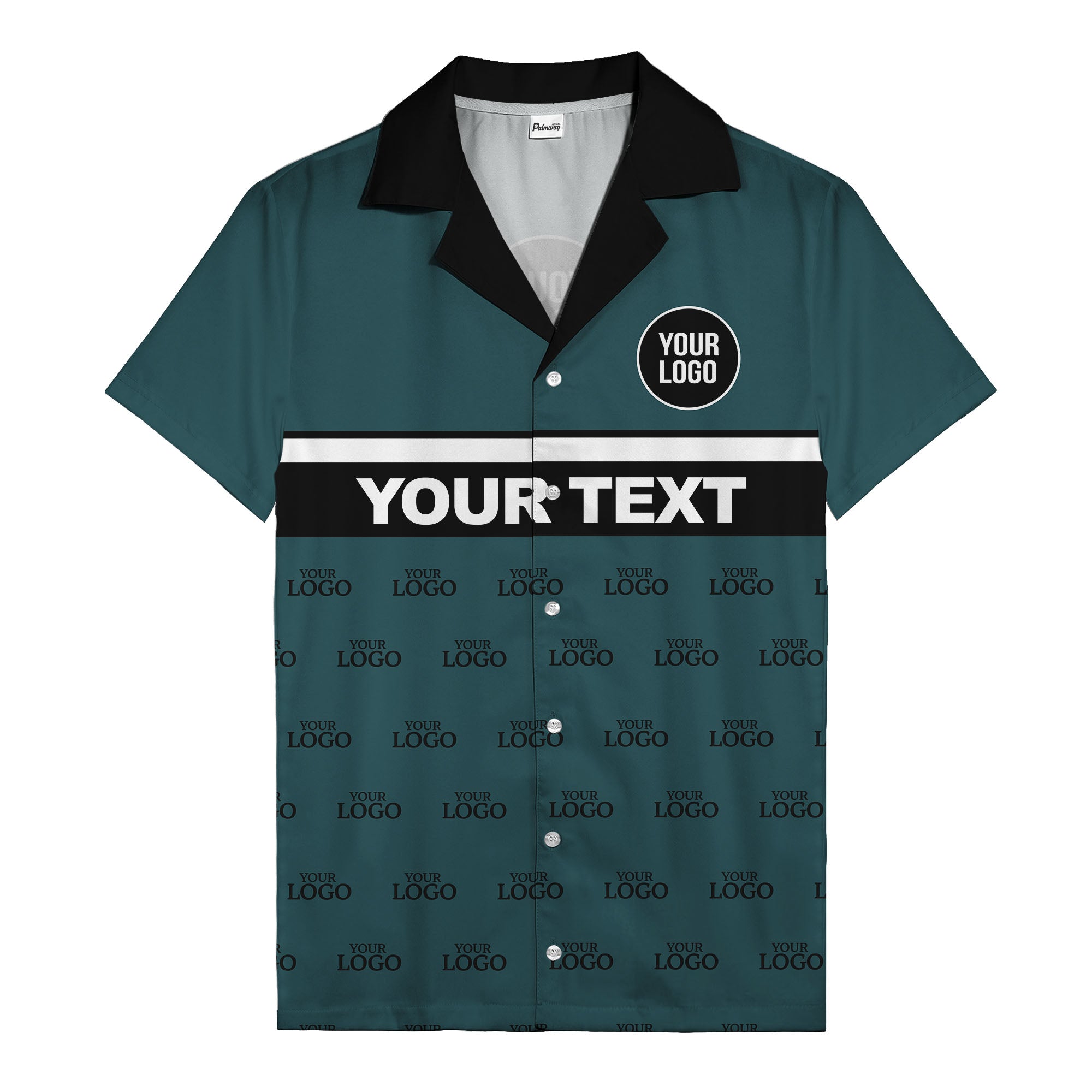 personalized logo & text striped hawaiian shirt for teams