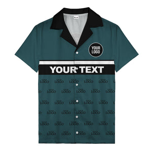 personalized logo & text striped hawaiian shirt for teams