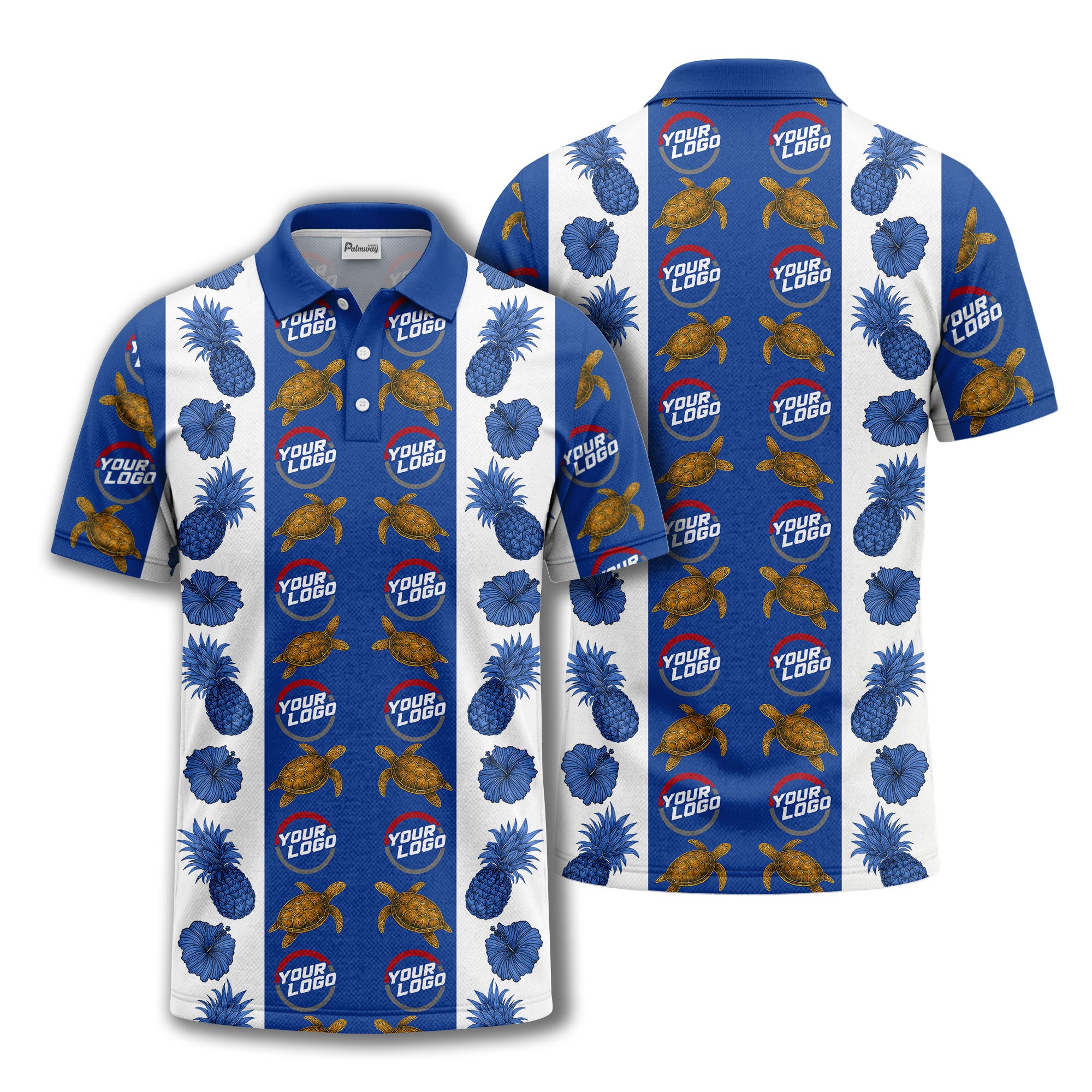 pineapple sea turtle hibiscus custom logo polo shirt