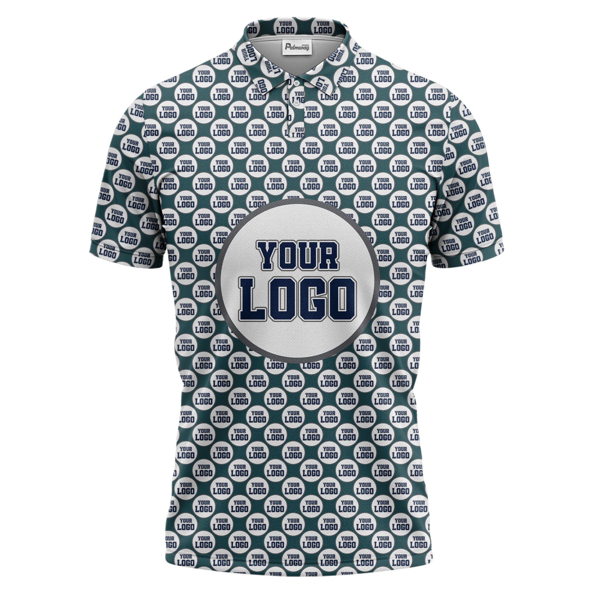 Repeating Personalized Logo Polo Shirt With Custom Text & Illustrated Icons