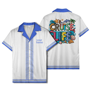 retro bowling diamond geometric personalized hawaiian shirt for men