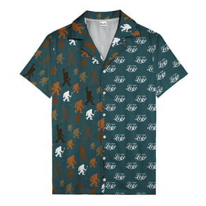 sasquatch golfers swinging clubs cartoon black hawaiian shirt for men