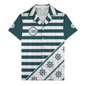 ship wheel and rope striped nautical maritime hawaiian shirt